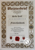 Meisterbrief Sylke Kroll